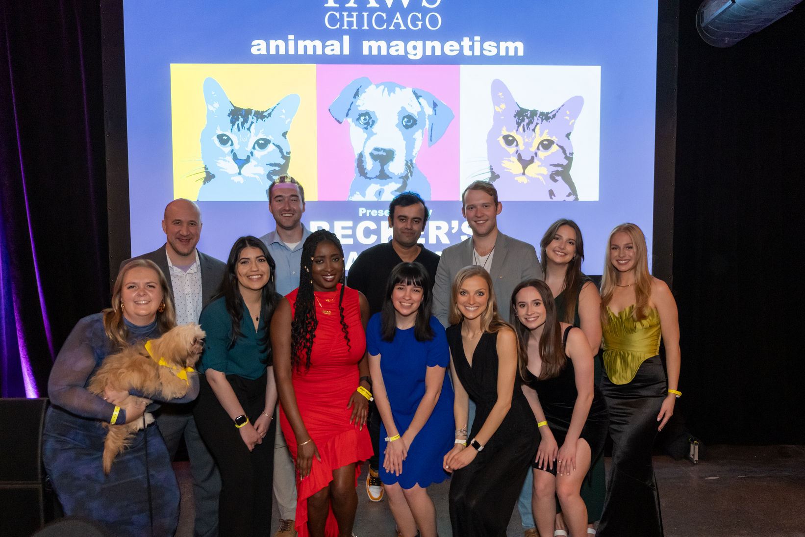 Chris Sosa, Jack Zuba, Ishaan Roy, Daniel Gest, Megan Zenner, Reese Considine, Claire Wallace, Ariana Portalatin, Cierra Levy, Malena McClory, Sarah Simon, Sophie Ouardi of Beckers Healthcare. (Photo PAWS Chicago)